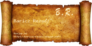 Baricz Rezső névjegykártya