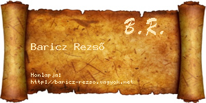 Baricz Rezső névjegykártya
